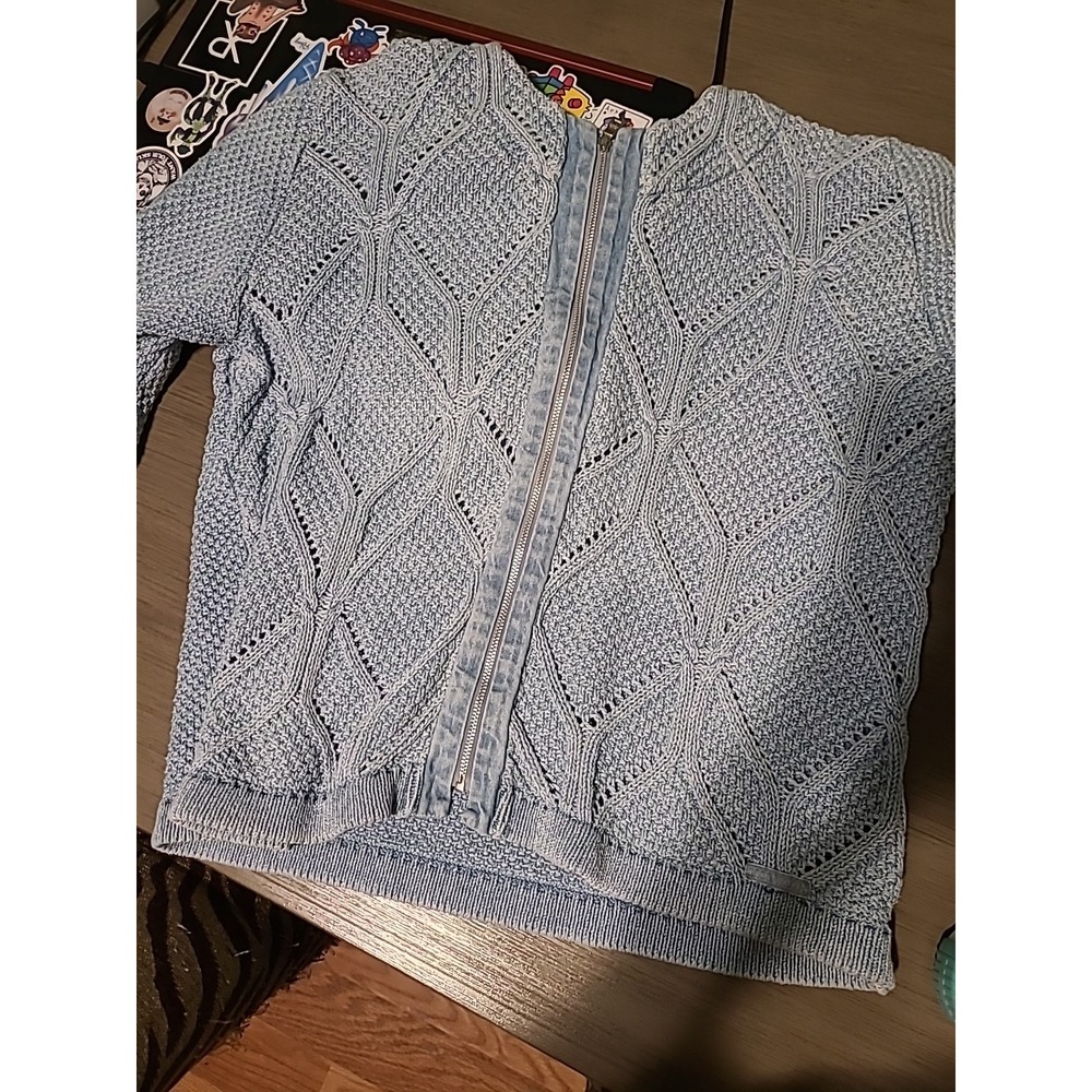 Vintage Blue Willi's Denmark Cable Knit Jacket Sweater DenimFull Zip - Picture 8 of 8